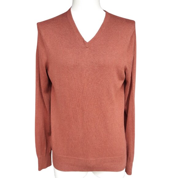 Banana Republic SZ M Luxury Blend Burnt Orange V-Neck Men's Sweater - Picture 1 of 12